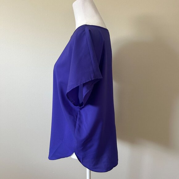 Dark Purple Short Sleeve Blouse - Picture 3 of 9
